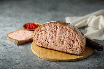 Rustic homemade bread with berries