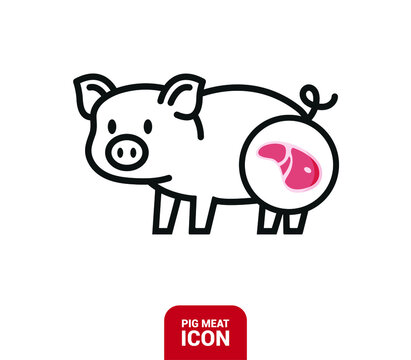 Vector image. Pork icon. Image to line.