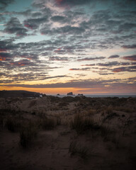beautiful vertical sunset landscape from the dunes of Liencres