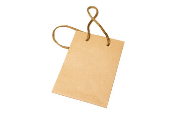kraft bag with handle isolated on white background. gift bag, plastic bag replacement