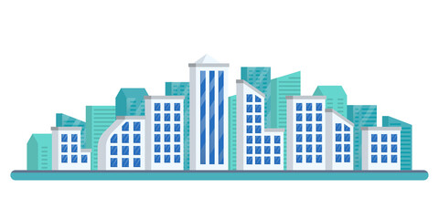 City skyline. Urban landscape. Cityscape with modern buildings. Vector illustration.