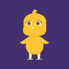 vector illustration of chibi chicks or poultry characters. happy chicks expression. cartoon animal funny, cute, and adorable. flat style. design elements