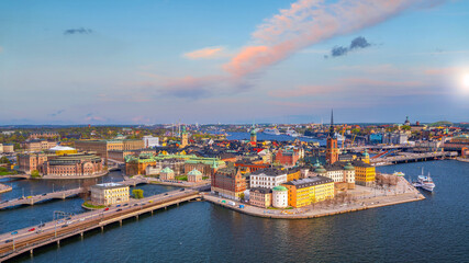 Obraz premium Stockholm old town city skyline, cityscape of Sweden