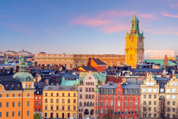 Obraz premium Stockholm old town city skyline, cityscape of Sweden