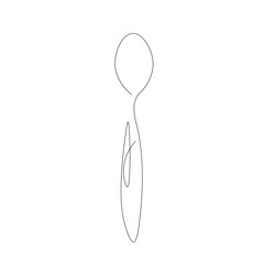Spoon silhouette line drawing, vector illustration