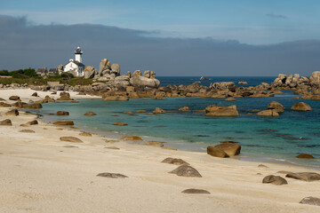 Lighthouse De Pontusval on a sunny day in summer