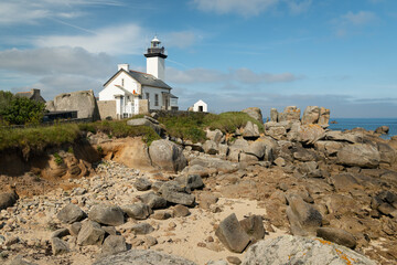 Fototapeta na wymiar Lighthouse De Pontusval on a sunny day in summer