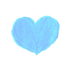 Vector colorful illustration of heart shape drawn with blue colored chalk pastels. Elements for design greeting card, poster, banner, Social Media post, invitation, sale, brochure, other graphic