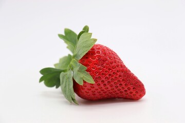 strawberry with leaf on a white background