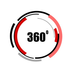 360 degrees icon isolated on white background. 360 degrees logotype design concept with colorful lines. Angle 360 rotate icon