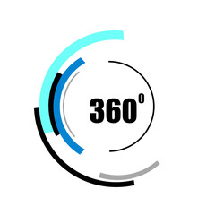 360 degrees icon isolated on white background. 360 degrees logotype design concept with colorful lines. Angle 360 rotate icon