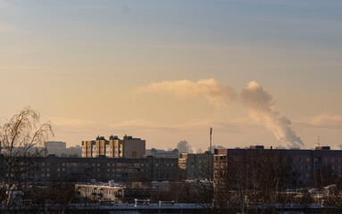 Obraz premium sunrise and smoke in the sky