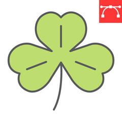 Fototapeta na wymiar Three leaf clover color line icon, St. Patricks day and holiday, shamrock vector icon, vector graphics, editable stroke filled outline sign, eps 10.