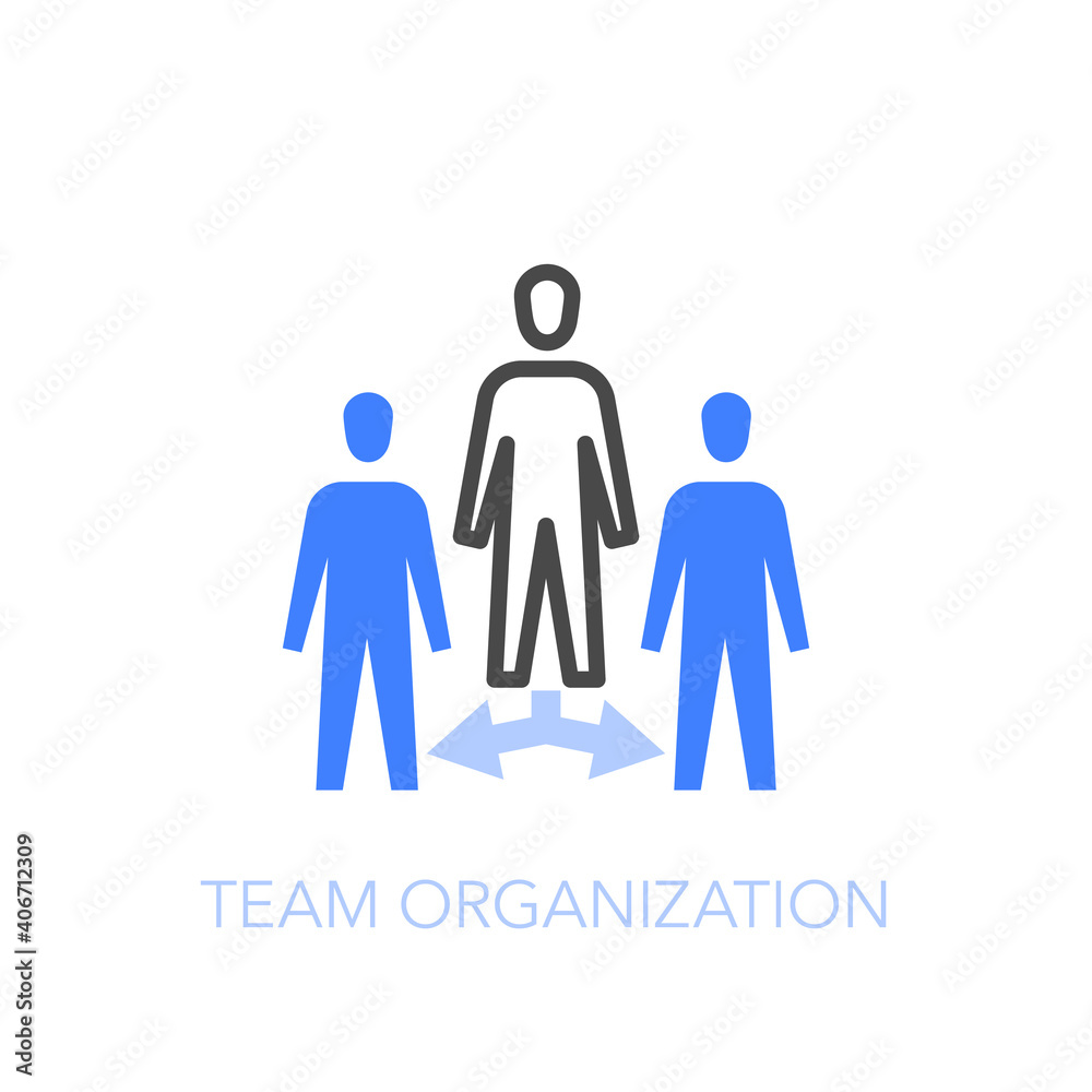 Poster Team organization symbol with employees in hierarchy structure. Easy to use for your website or presentation.