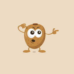 Illustration of cute surprised kiwi mascot showing to the right. Flat design style for your mascot branding.