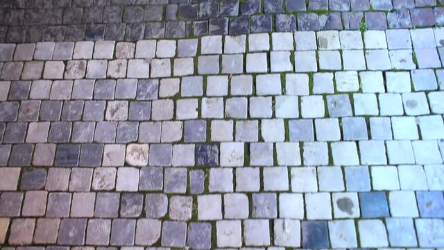 Precautionary sign for citizens on the pavement footway. Please keep 2m apart. Warning reminders in the city due to quarantine measures. 