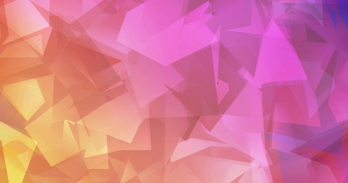 4K looping light pink, yellow polygonal abstract animation. Flowing colorful lights in motion style with gradient. Film business advertising. 4096 x 2160, 30 fps. Codec Photo JPEG.