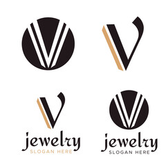 Letter V Royal Logo Design Element. line vector V logotype