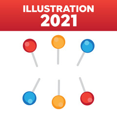 Pushpins paper vector. Push pins for map