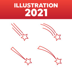 Falling stars icons. Linear star set vector