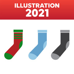 Obraz premium Socks vector icons. Cotton christmas socks background
