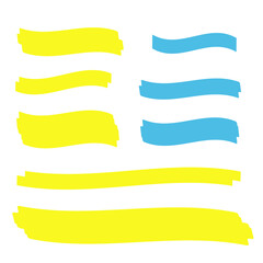 Yellow highlight marker lines. Highlighter strokes vector. Marker marks