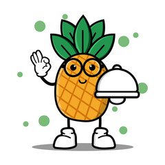 cute pineapple cartoon mascot character