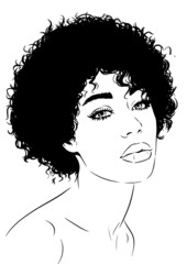Afro woman with curly hair