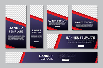 Naklejka na ściany i meble Set of modern web banners template design with a place for photos. Modern and minimalist concept user for web page, banner, background. Vector illustration