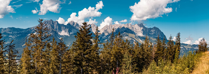 Beautiful alpine summer view at the famous Astberg summit, Going, Wilder Kaiser, Tyrol, Austria