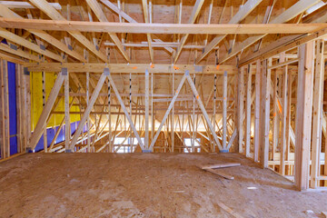 Interior view construction new residential home.