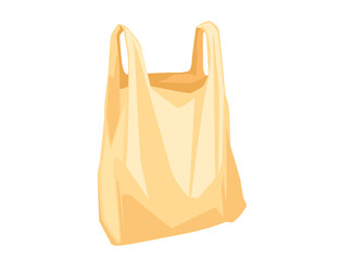 Yellow used plastic bag disposable bag for garbage or shopping vector illustration on white background