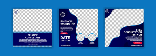 Naklejka premium Finance Consultant. Financial Workshop. Free Consultation for you. Social media post banner template for your business.