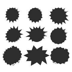 Starburst isolated icons set. Starburst explosion comic shapes. Speech boom bubble