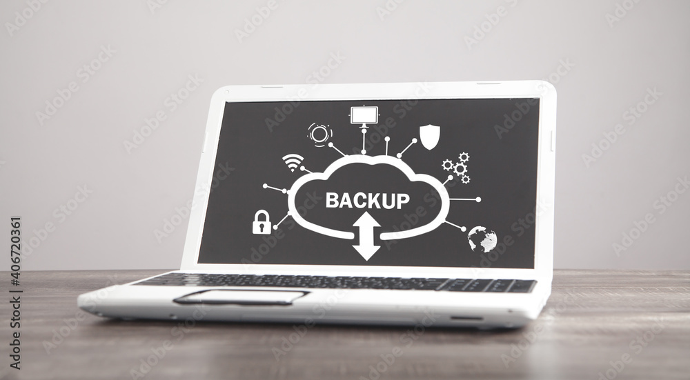 Wall mural data backup. cloud download. internet, technology