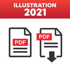 PDF file download icon. Document text, symbol web. Document icon set