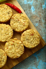Fresh made meat cutlets ready for bakeing.