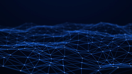 Naklejka premium Network of connected points and lines. Technological background. 3d rendering.
