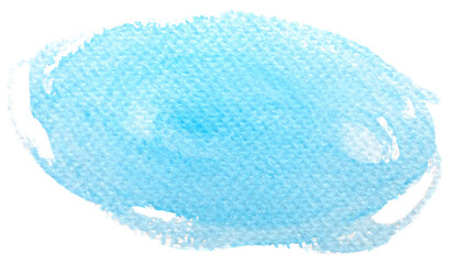 Watercolor blue paint texture abstract shape. Artistic grunge background. Isolated on white.