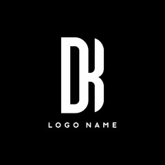 Merger black white straight DK initial logo template