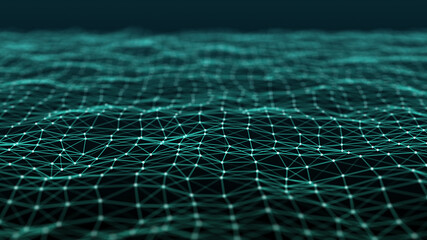 Network of connected points and lines. Technological background. 3d rendering.