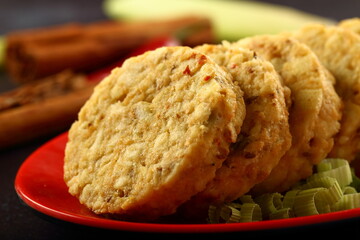 Raw vegetarian uncooked cutlets.