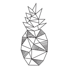 Pineapple line art. Vector illustration.