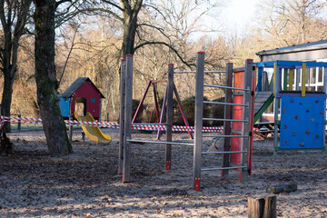 empty children's playground in kindergarten during a pandemic