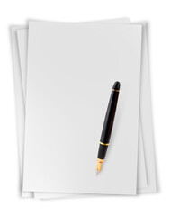 White sheets  with fountain pen
