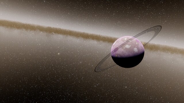 super-earth planet, realistic exoplanet, planet suitable for colonization, earth-like planet in far space, planets background 3d render