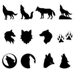Wolf icon vector set. animals illustration sign collection. wild life symbol.