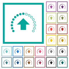 Upload in progress flat color icons with quadrant frames
