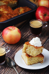 Freshly cooked apple pie with whipped creme