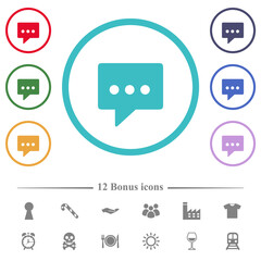 Working chat flat color icons in circle shape outlines